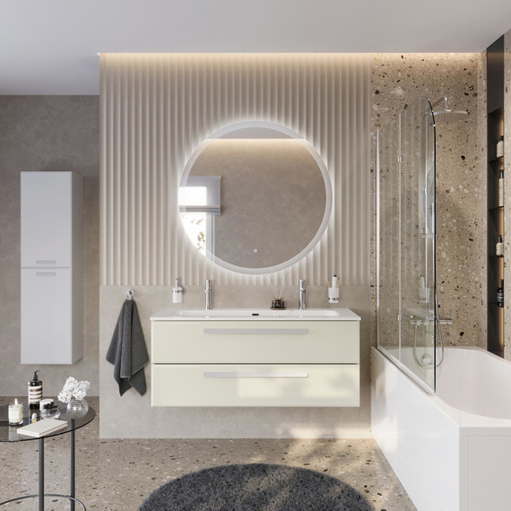 Тумба подвесная с раковиной Cezares ECO-CER-N-1200-2C-SO-AS-P 120 см (раковина CZR-8073-120-1-2) альпака брашированная фото 10