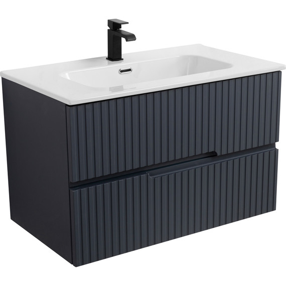 Тумба подвесная с раковиной Cezares DUET-N-800-2C-SO-GR-P 80 см (раковина CZR-8095-80) grafito фото 2