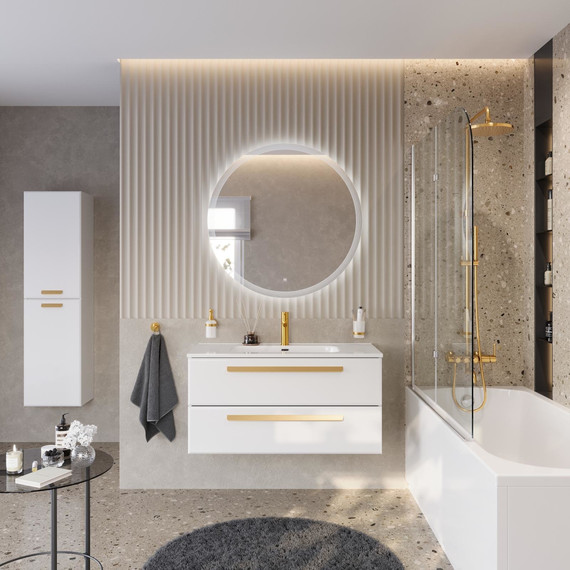 Тумба подвесная с раковиной Cezares ECO-CER-N-1000-2C-SO-BO 100 см (раковина CZR-8095-100) bianco opaco фото 10