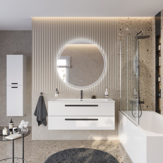 Тумба подвесная с раковиной Cezares ECO-CER-N-1200-2C-SO-BL 120 см (раковина CZR-8073-120) bianco lucido фото 11