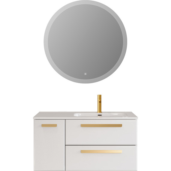 Тумба подвесная с раковиной Cezares ECO-CER-N-1000-2C-1A-SO-BL-R 100 см (раковина CZR-8095-100-R) bianco lucido фото 17