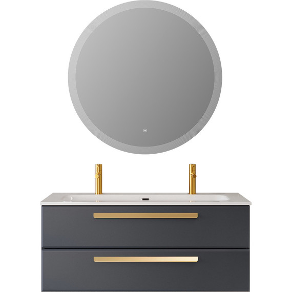 Тумба подвесная с раковиной Cezares ECO-CER-N-1200-2C-SO-GR-P 120 см (раковина CZR-8073-120-1-2) grafito фото 14