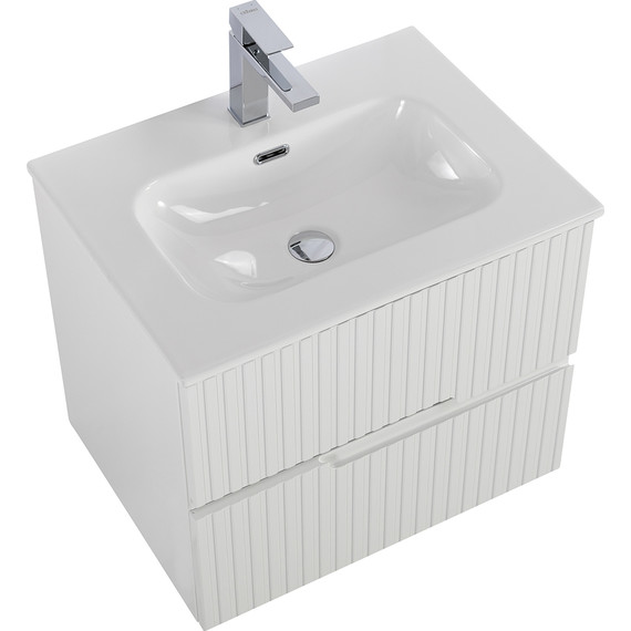 Тумба подвесная с раковиной Cezares DUET-N-600-2C-SO-BL 60 см (раковина CZR-8073-60) bianco lucido фото 4