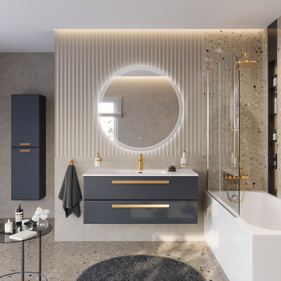 Тумба подвесная с раковиной Cezares ECO-CER-N-1200-2C-SO-GR-P 120 см (раковина CZR-8095-120) grafito фото 9