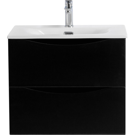 Тумба подвесная с раковиной BelBagno MARINO-CER-N-600-2C-SO-NL-P 60 см, nero lucido фото 