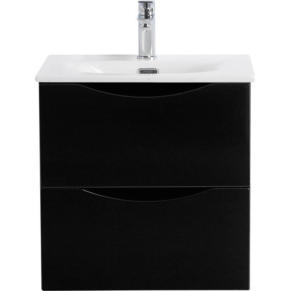 Тумба подвесная с раковиной BelBagno MARINO-CER-MINI-500-2C-SO-NL-P 50 см, nero lucido фото 