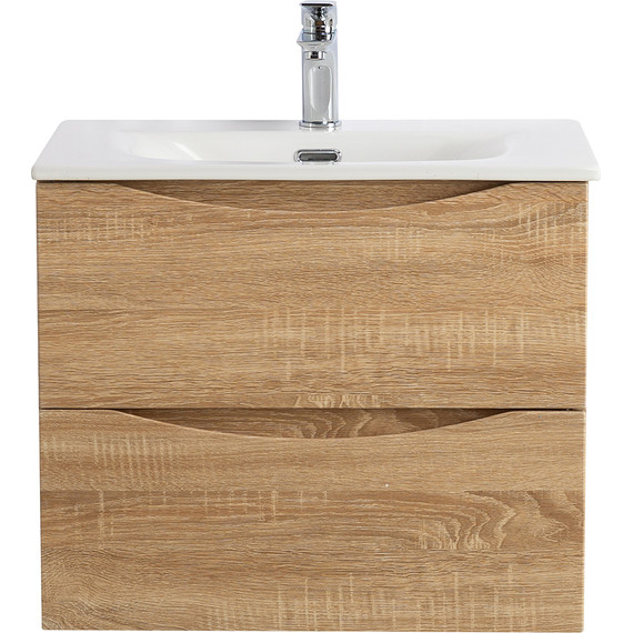Тумба подвесная с раковиной BelBagno MARINO-CER-N-700-2C-SO-WO-P 70 см, rovere bianco фото 