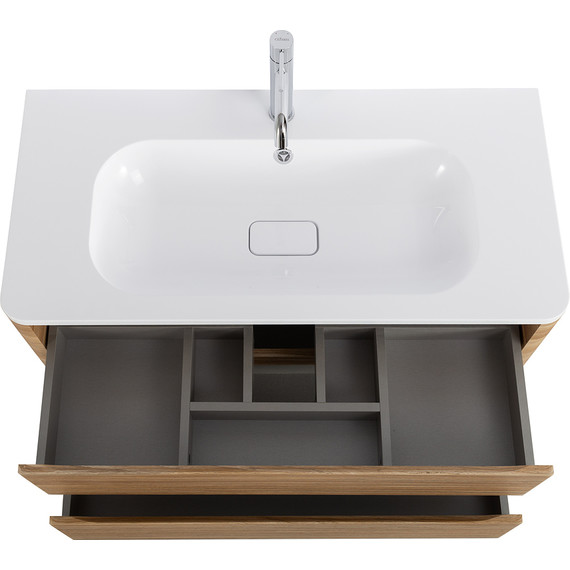 Тумба подвесная с раковиной Cezares RELAX-1000-2C-SO-RC-P 100 см (раковина CZR-1000/480-LV-MR-NV) дуб карамельный фото 5