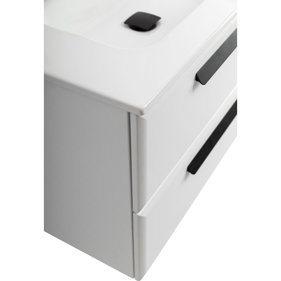 Тумба подвесная с раковиной Cezares ECO-CER-N-800-2C-SO-BL 80 см (раковина CZR-8095-80) bianco lucido фото 6