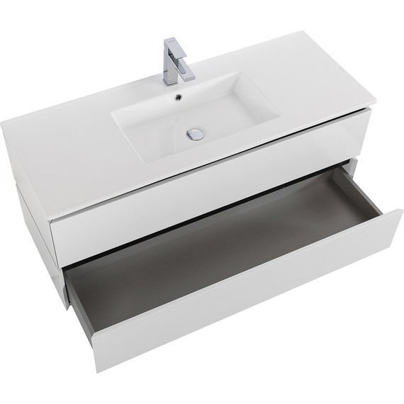 Тумба подвесная с раковиной Cezares PLANE-1200-2C-SO-BL 120 см (раковина CZR-8002-120) bianco lucido фото 5