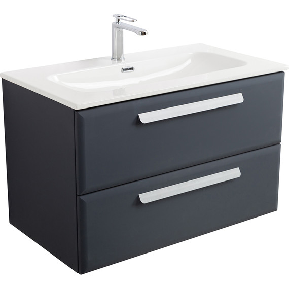 Тумба подвесная с раковиной Cezares ECO-CER-N-800-2C-SO-GR-P 80 см (раковина CZR-8073-80) grafito фото 2