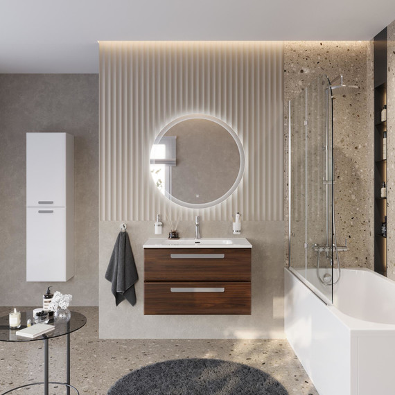 Тумба подвесная с раковиной Cezares ECO-CER-N-800-2C-SO-NCS-P 80 см (раковина CZR-8095-80) орех шоколад софт фото 9