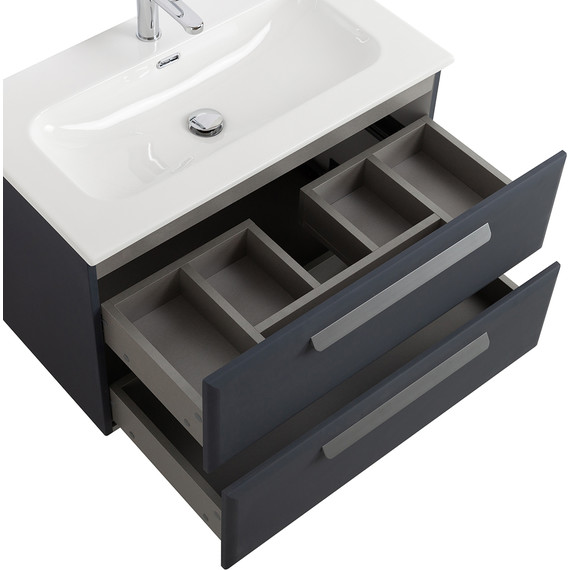 Тумба подвесная с раковиной Cezares ECO-CER-N-800-2C-SO-GR-P 80 см (раковина CZR-8073-80) grafito фото 5