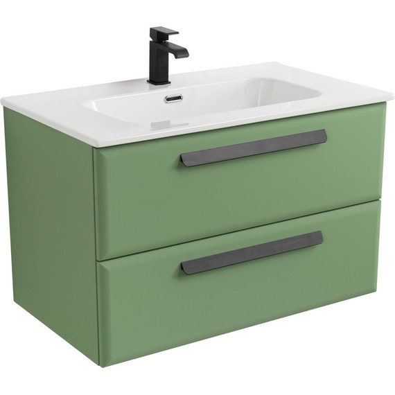 Тумба подвесная с раковиной Cezares ECO-CER-N-800-2C-SO-PS-P 80 см (раковина CZR-8095-80) фисташковый софт фото 2