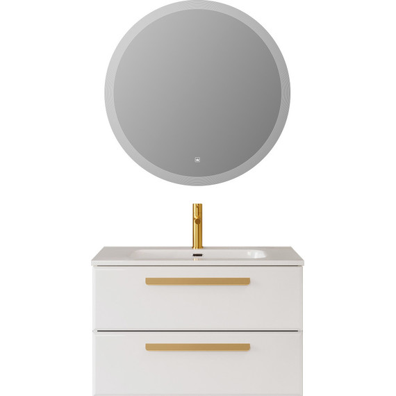 Тумба подвесная с раковиной Cezares ECO-CER-N-800-2C-SO-BL 80 см (раковина CZR-8095-80) bianco lucido фото 7