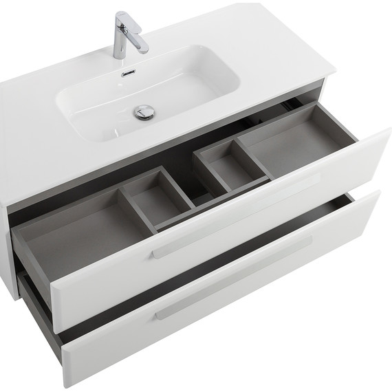 Тумба подвесная с раковиной Cezares ECO-CER-N-1200-2C-SO-BL 120 см (раковина CZR-8095-120) bianco lucido фото 5