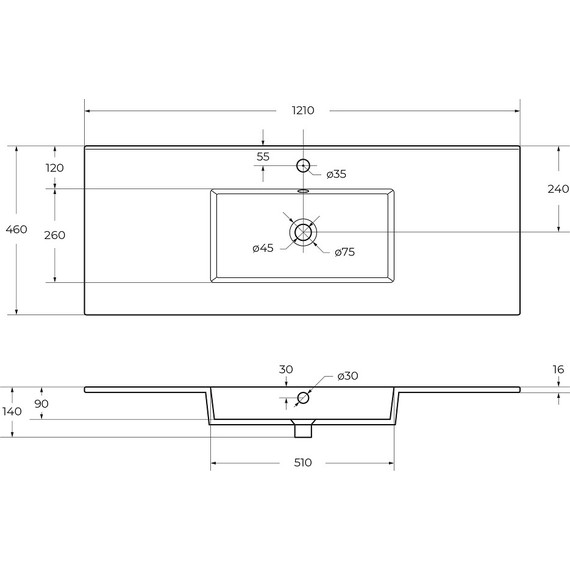 Тумба подвесная с раковиной Cezares PLANE-1200-2C-SO-BL 120 см (раковина CZR-8002-120) bianco lucido фото 11