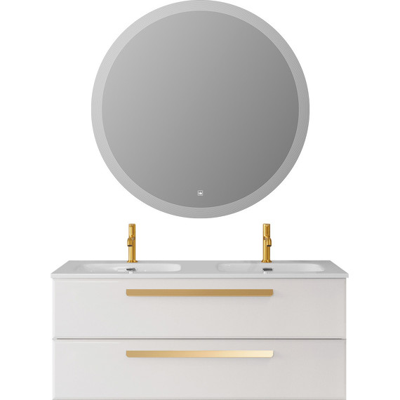 Тумба подвесная с раковиной Cezares ECO-CER-N-1200-2C-SO-BL 120 см (раковина CZR-8073-120-2) bianco lucido фото 2