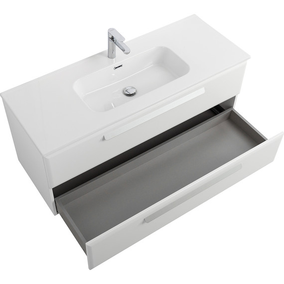 Тумба подвесная с раковиной Cezares ECO-CER-N-1200-2C-SO-BL 120 см (раковина CZR-8095-120) bianco lucido фото 4