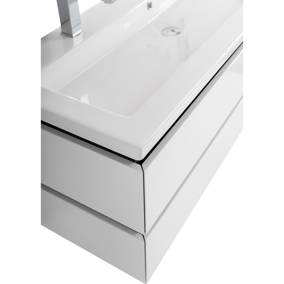 Тумба подвесная с раковиной Cezares PLANE-1200-2C-SO-BL 120 см (раковина CZR-8070-120-1-2) bianco lucido фото 6