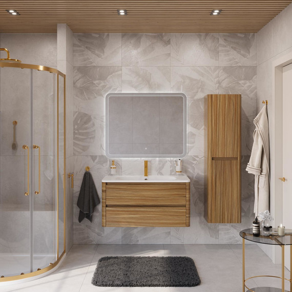 Тумба подвесная с раковиной Cezares RELAX-1000-2C-SO-RC-P 100 см (раковина CZR-1000/480-LV-MR-NV) дуб карамельный фото 9