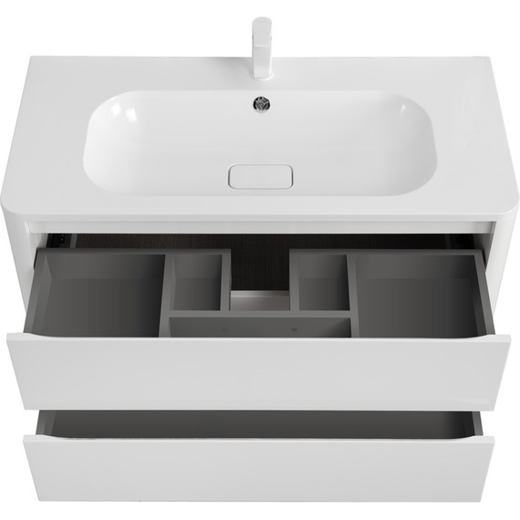 Тумба подвесная с раковиной Cezares RELAX-1000-2C-SO-BL 100 см (раковина CZR-1000/480-LV-MR-NV) bianco lucido фото 4