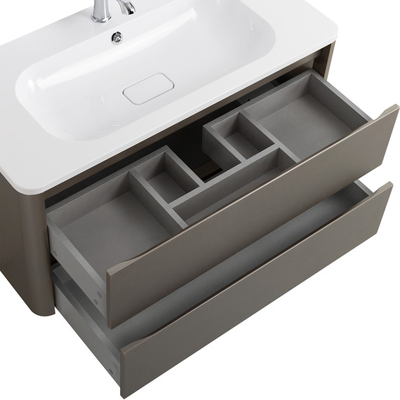 Тумба подвесная с раковиной Cezares RELAX-1000-2C-SO-SAT-P 100 см (раковина CZR-1000/480-LV-MR-NV) сатин фото 8