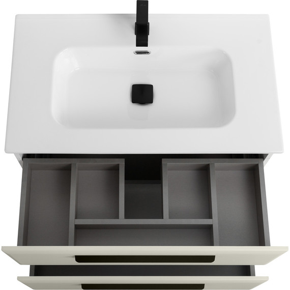 Тумба подвесная с раковиной Cezares ECO-CER-N-800-2C-SO-AS-P 80 см (раковина CZR-8095-80) альпака брашированная фото 4