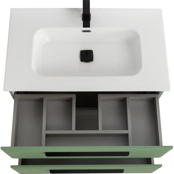 Тумба подвесная с раковиной Cezares ECO-CER-N-800-2C-SO-PS-P 80 см (раковина CZR-8095-80) фисташковый софт фото 4