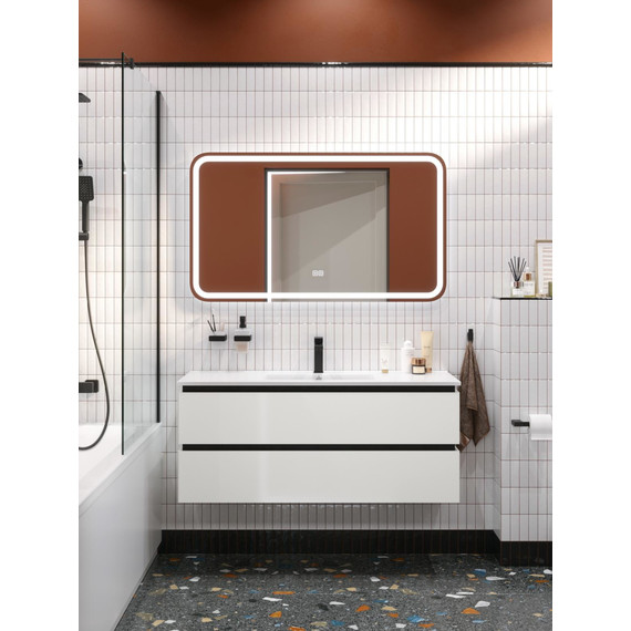 Тумба подвесная с раковиной Cezares PLANE-1200-2C-SO-BL 120 см (раковина CZR-8002-120) bianco lucido фото 8