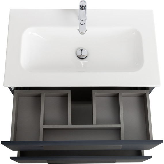 Тумба подвесная с раковиной Cezares ECO-CER-N-800-2C-SO-GR-P 80 см (раковина CZR-8073-80) grafito фото 4