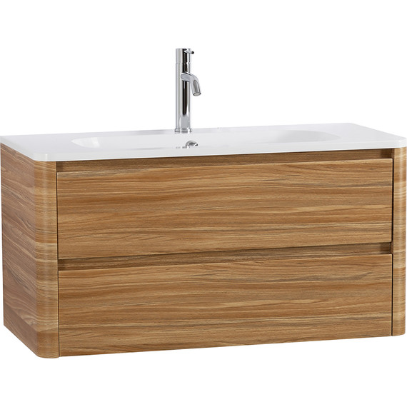 Тумба подвесная с раковиной Cezares RELAX-1000-2C-SO-RC-P 100 см (раковина CZR-1000/480-LV-MR-NV) дуб карамельный фото 2