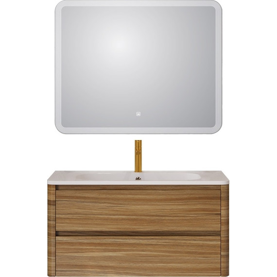 Тумба подвесная с раковиной Cezares RELAX-1000-2C-SO-RC-P 100 см (раковина CZR-1000/480-LV-MR-NV) дуб карамельный фото 10