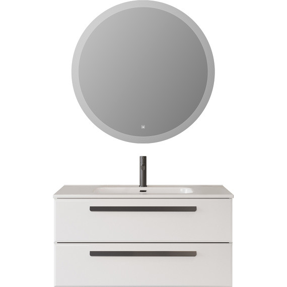 Тумба подвесная с раковиной Cezares ECO-CER-N-1000-2C-SO-BL 100 см (раковина CZR-8095-100) bianco lucido фото 14