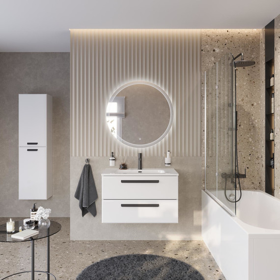 Тумба подвесная с раковиной Cezares ECO-CER-N-800-2C-SO-BL 80 см (раковина CZR-8095-80) bianco lucido фото 9