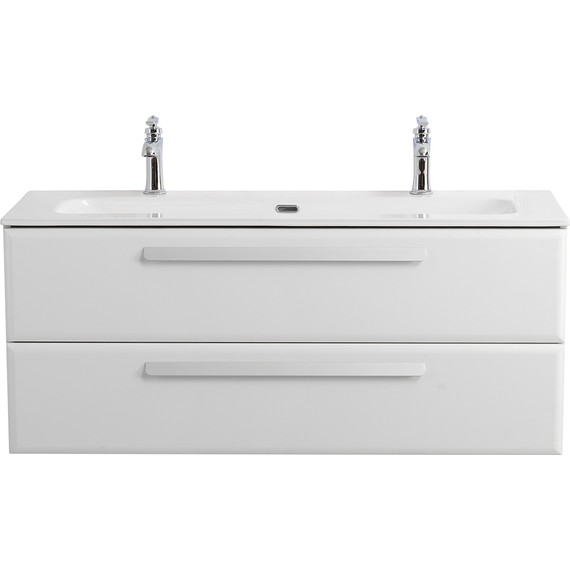 Тумба подвесная с раковиной Cezares ECO-CER-N-1200-2C-SO-BL 120 см (раковина CZR-8073-120-1-2) bianco lucido фото 