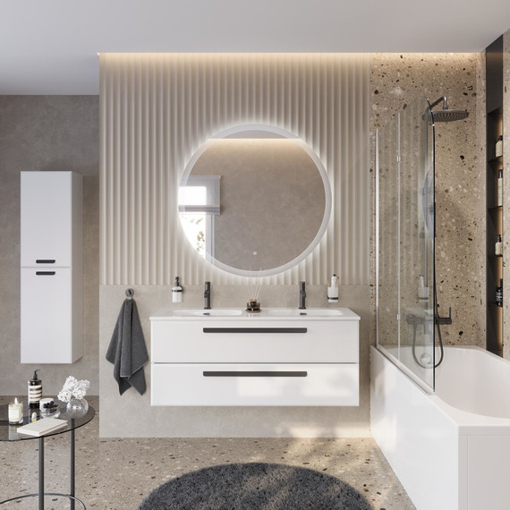 Тумба подвесная с раковиной Cezares ECO-CER-N-1200-2C-SO-BL 120 см (раковина CZR-8073-120-2) bianco lucido фото 3