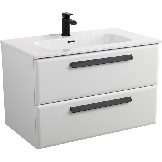 Тумба подвесная с раковиной Cezares ECO-CER-N-800-2C-SO-BL 80 см (раковина CZR-8095-80) bianco lucido фото 2