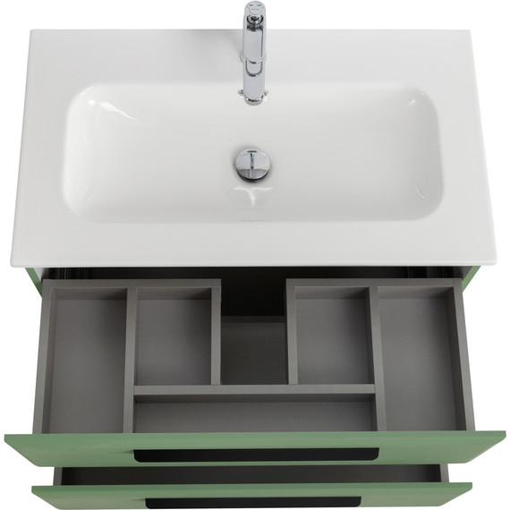 Тумба подвесная с раковиной Cezares ECO-CER-N-800-2C-SO-PS-P 80 см (раковина CZR-8073-80) фисташковый софт фото 4