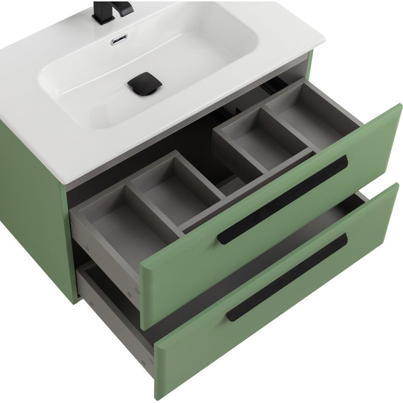 Тумба подвесная с раковиной Cezares ECO-CER-N-800-2C-SO-PS-P 80 см (раковина CZR-8095-80) фисташковый софт фото 5