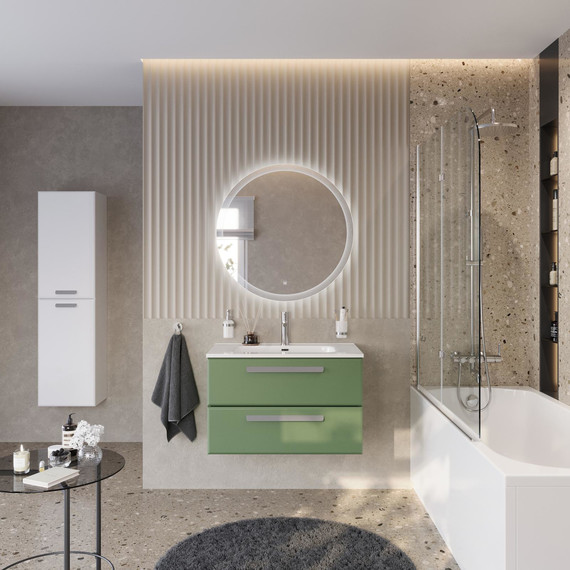 Тумба подвесная с раковиной Cezares ECO-CER-N-800-2C-SO-PS-P 80 см (раковина CZR-8095-80) фисташковый софт фото 11