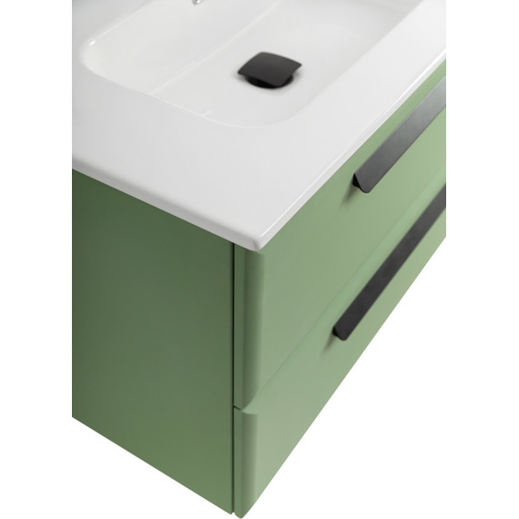 Тумба подвесная с раковиной Cezares ECO-CER-N-800-2C-SO-PS-P 80 см (раковина CZR-8095-80) фисташковый софт фото 6