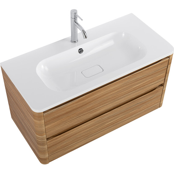 Тумба подвесная с раковиной Cezares RELAX-1000-2C-SO-RC-P 100 см (раковина CZR-1000/480-LV-MR-NV) дуб карамельный фото 3