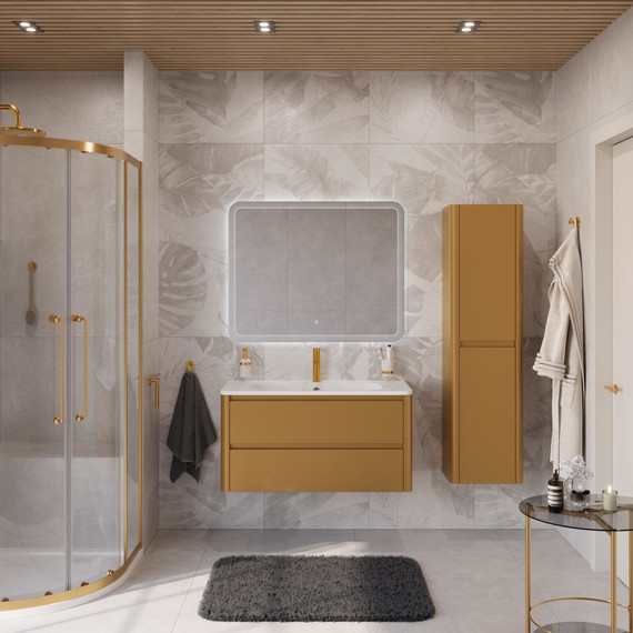 Тумба подвесная с раковиной Cezares RELAX-1000-2C-SO-BORO-P 100 см (раковина CZR-1000/480-LV-MR-NV) брашированное золото фото 7