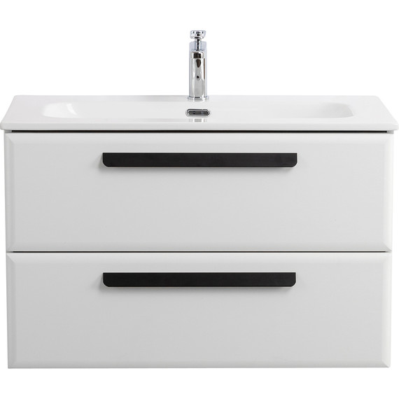 Тумба подвесная с раковиной Cezares ECO-CER-N-800-2C-SO-BL 80 см (раковина CZR-8073-80) bianco lucido фото 