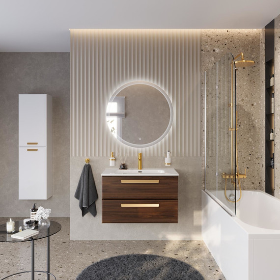 Тумба подвесная с раковиной Cezares ECO-CER-N-800-2C-SO-NCS-P 80 см (раковина CZR-8095-80) орех шоколад софт фото 10