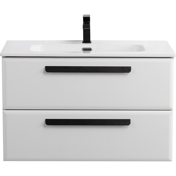 Тумба подвесная с раковиной Cezares ECO-CER-N-800-2C-SO-BL 80 см (раковина CZR-8095-80) bianco lucido фото 