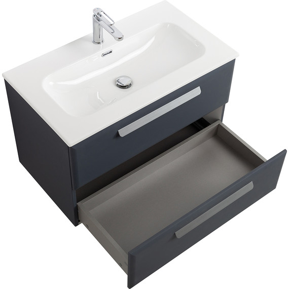 Тумба подвесная с раковиной Cezares ECO-CER-N-800-2C-SO-GR-P 80 см (раковина CZR-8073-80) grafito фото 3