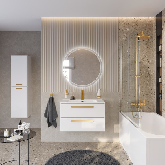 Тумба подвесная с раковиной Cezares ECO-CER-N-800-2C-SO-BO 80 см (раковина CZR-8095-80) bianco opaco фото 10