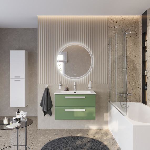 Тумба подвесная с раковиной Cezares ECO-CER-N-800-2C-SO-PS-P 80 см (раковина CZR-8073-80) фисташковый софт фото 12